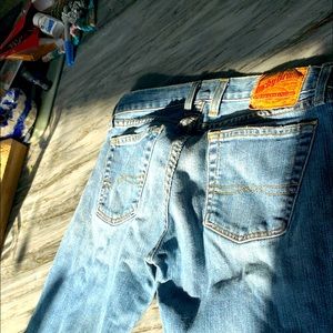 Comfortable Lucky jeans.